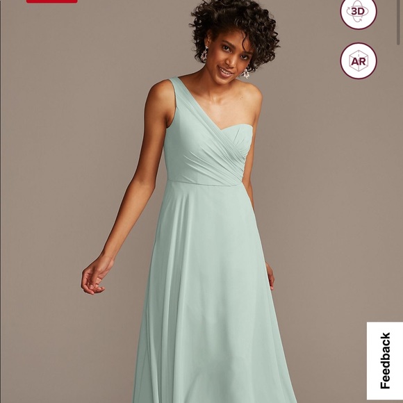 One-Shoulder Full Skirt Bridesmaid Dress DAVID'S BRIDAL Sage Green - Picture 3 of 3
